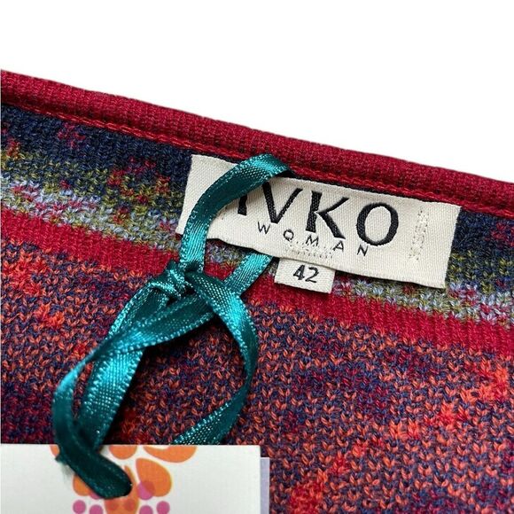 NWT IVKO Women's Red Patterned Cardigan Size 42 = Size XL - Picture 8 of 9
